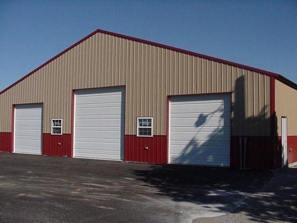 Industrial & Commercial Tan Building with Red Trim