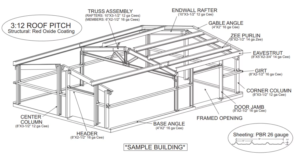 Truss Building Sketch | Metal Building Components