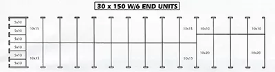 mini storage buildings 30 x 150 with 6 end units