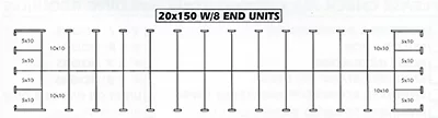 mini storage buildings 20 x 150 with end units