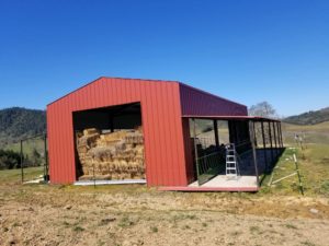 Exterior View of Red Storage Building