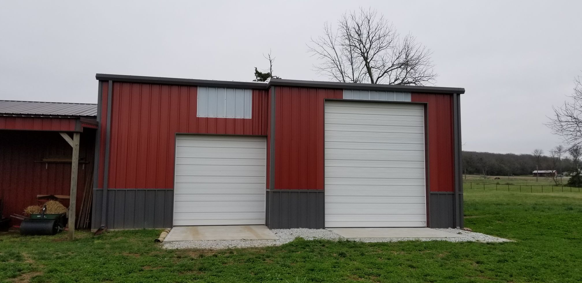 Exterior Storage Building Red with White Doors