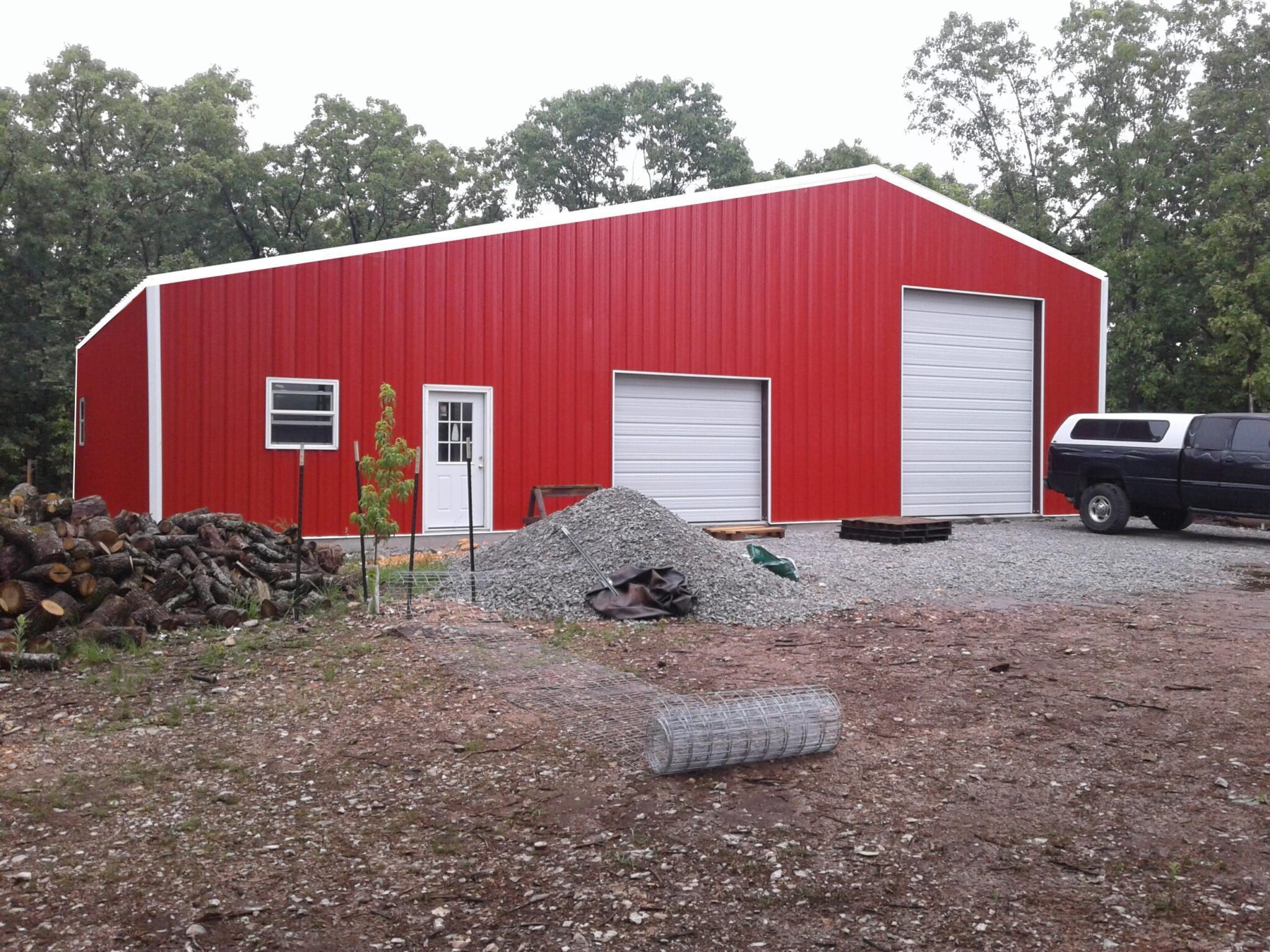 40x40x16 with 20' Enclosed Lean-to Garage and Office in Oklahoma